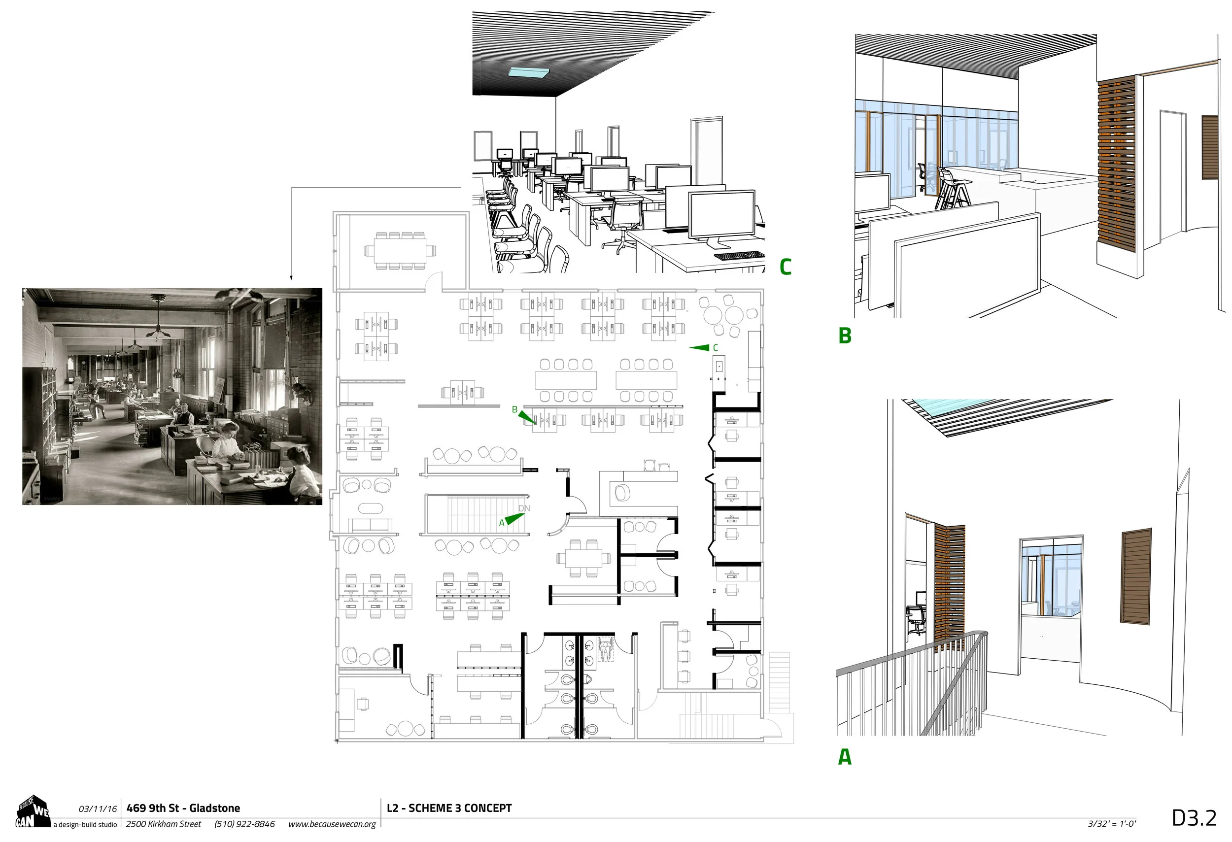 The run down interiors were in desperate need of an update. We worked with the client on how to use what was there to keep costs affordable in this stretch of three floors tall and three buildings wide historic renovation.