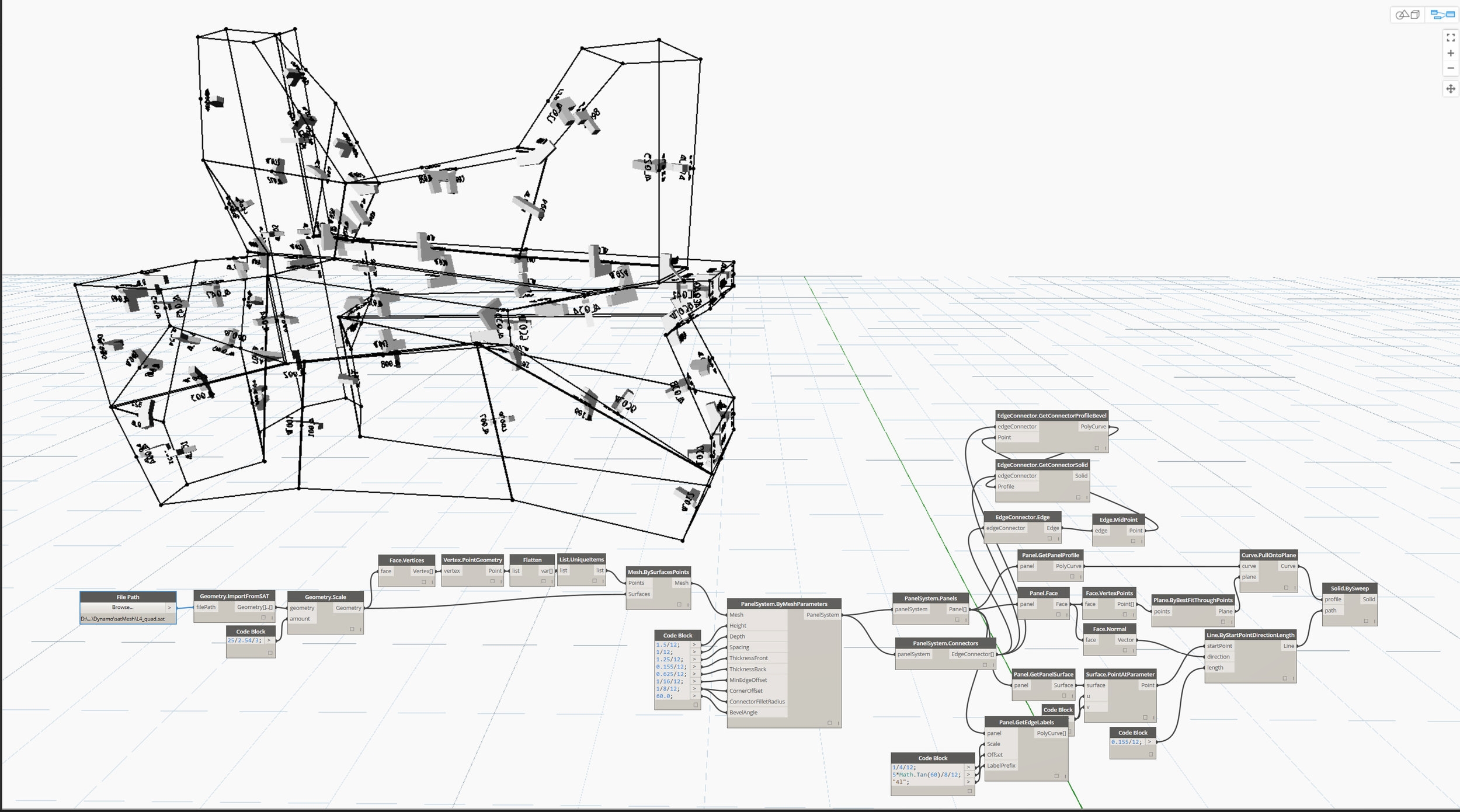  We created a script in-house to be able to make these "Iceberg"&nbsp;shapes quickly and within budget. Sending the forms through the script, the panel separation and fastener placement became automated. 