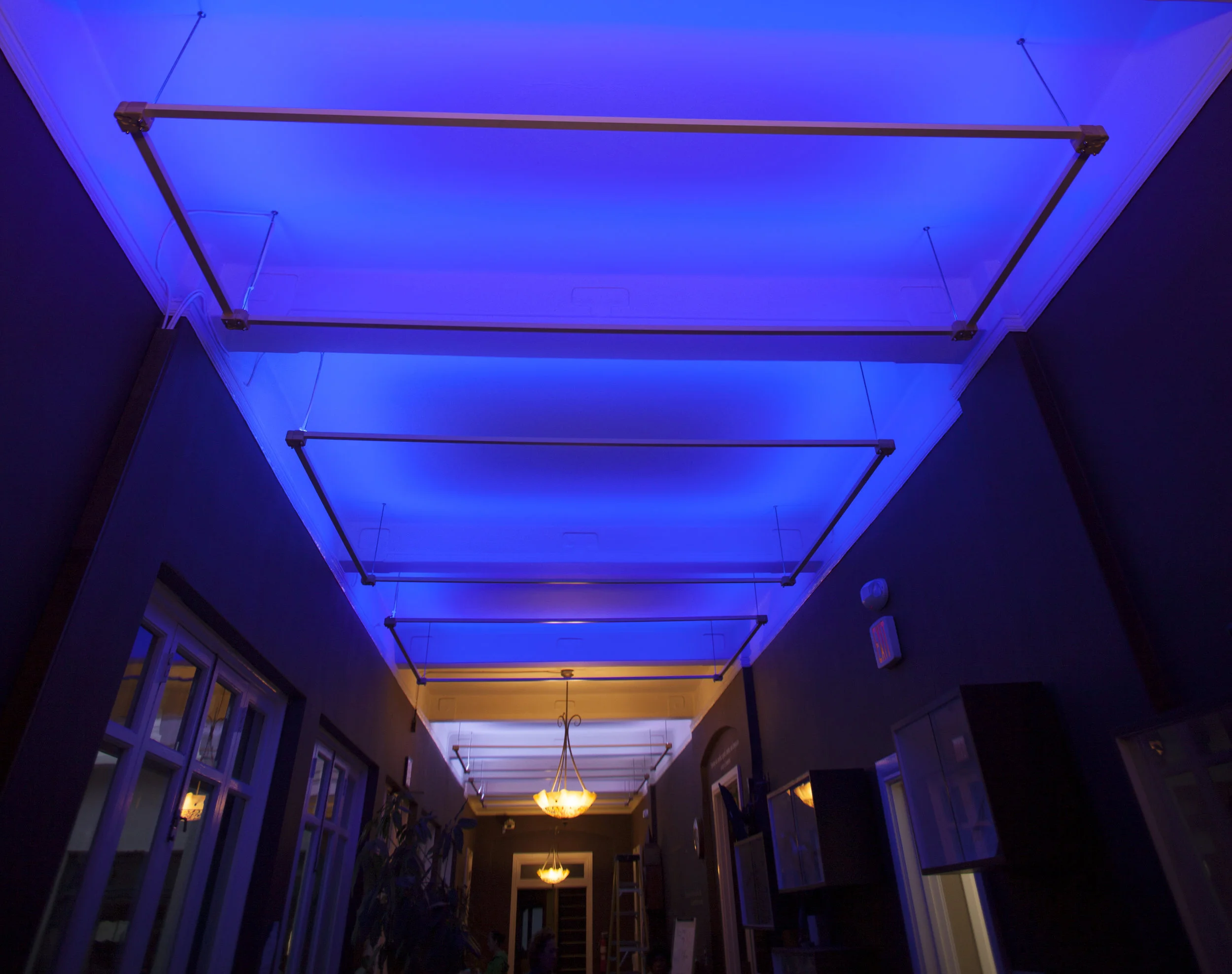 The LEDs doing their light show. These are fully programable, so they can also just add more white light to the space when needed. 