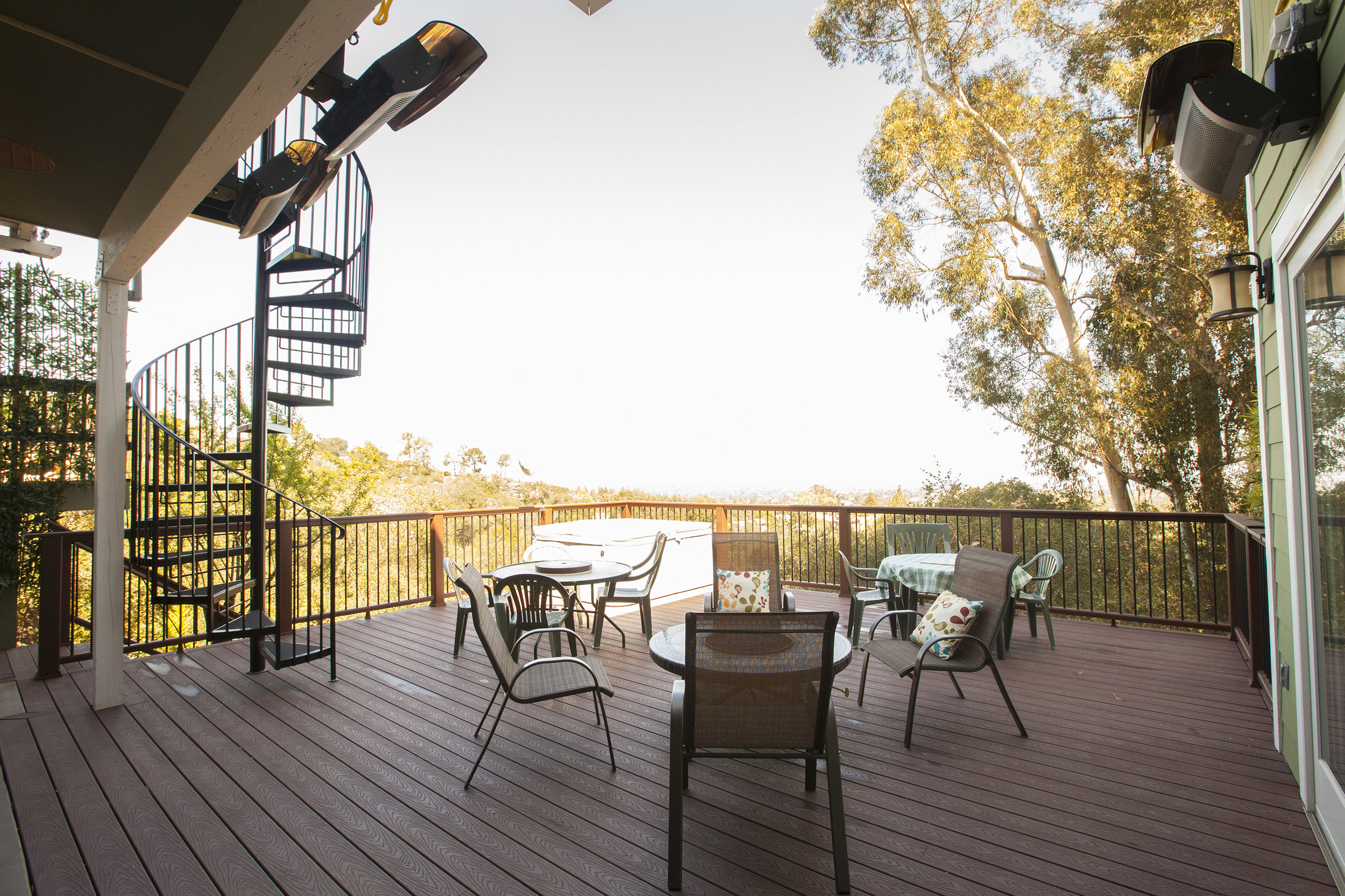  The new deck is twice the size for larger entertaining, taking advantage of the large property. 