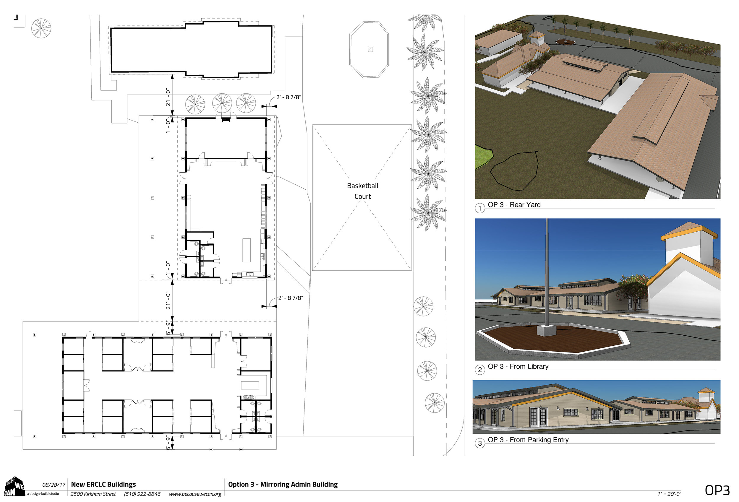  The front area of the parcel where two of the three new buildings will go. The 3D views and smart CAD system we use makes it easy to move structures around quickly and still keep the project coordinated. 