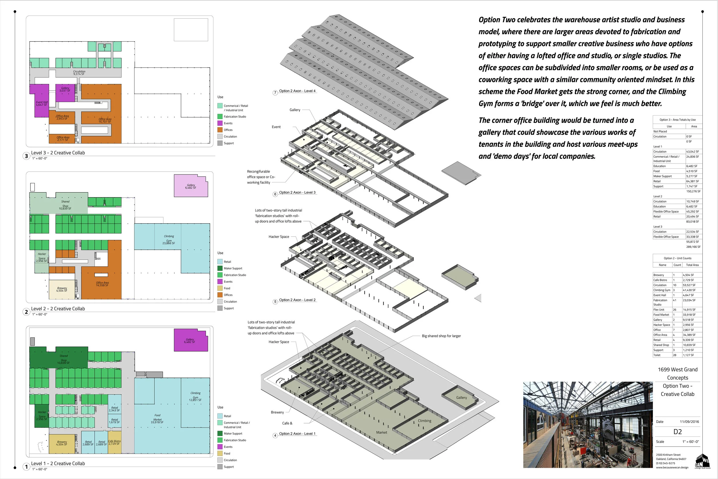 An exploded view of this multi story layout with balconies to keep the open warehouse feel.