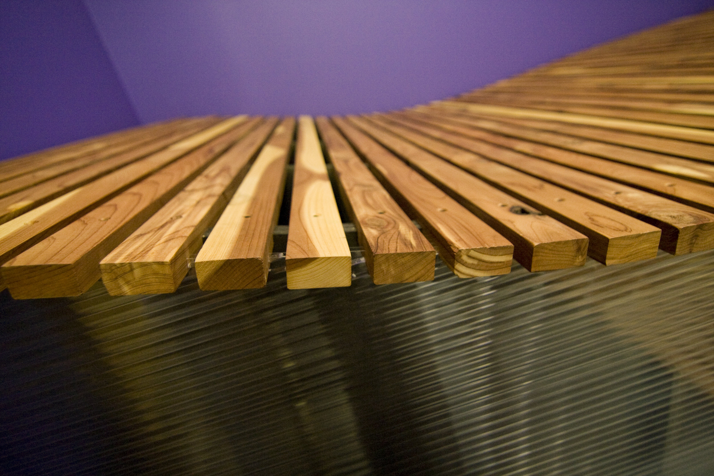 The cedar slats perfectly lined up with some grain matching. 