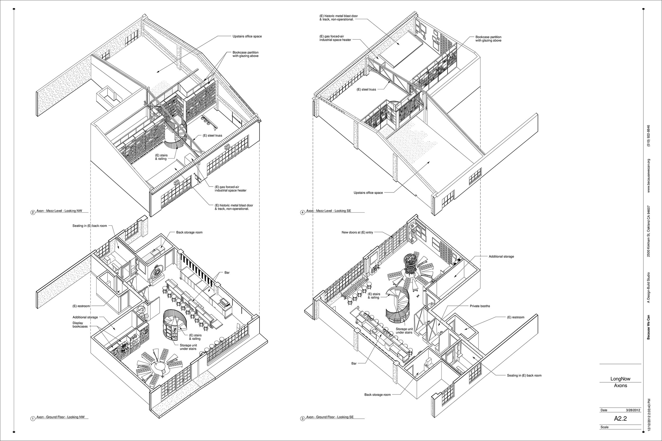  From our Architectural set for construction, these plans show the two floor construction of the interior and how all the elements will be arranged. 