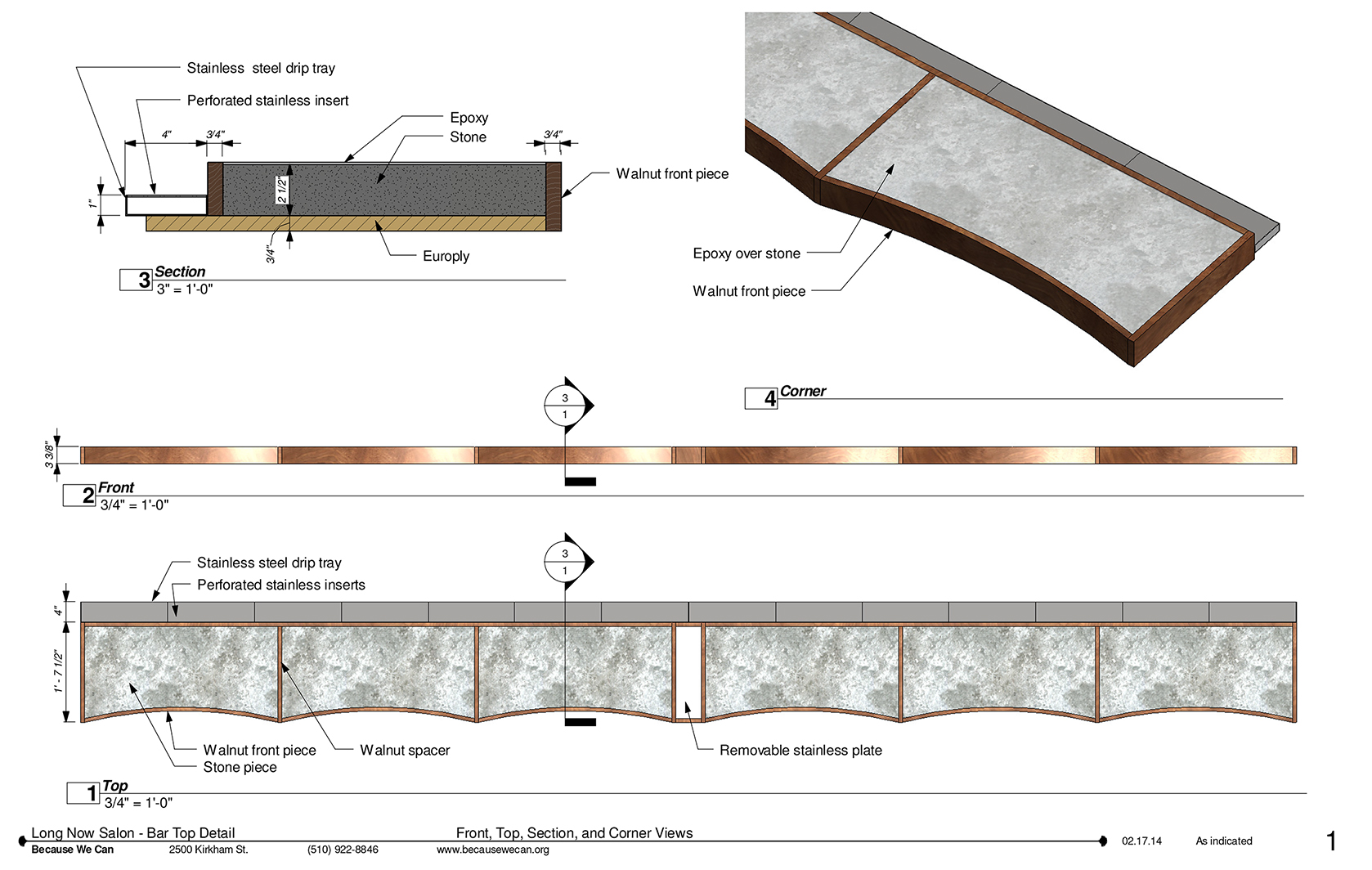  Our fabrication details for the bar construction. 