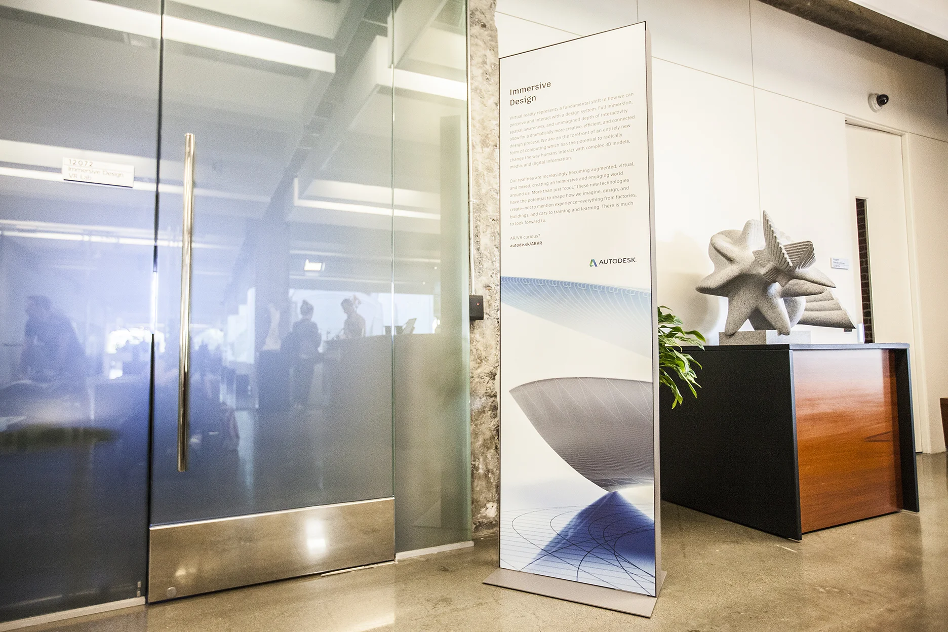In their final location in and outside the gallery, the signage has a clean, unobtrusive look.