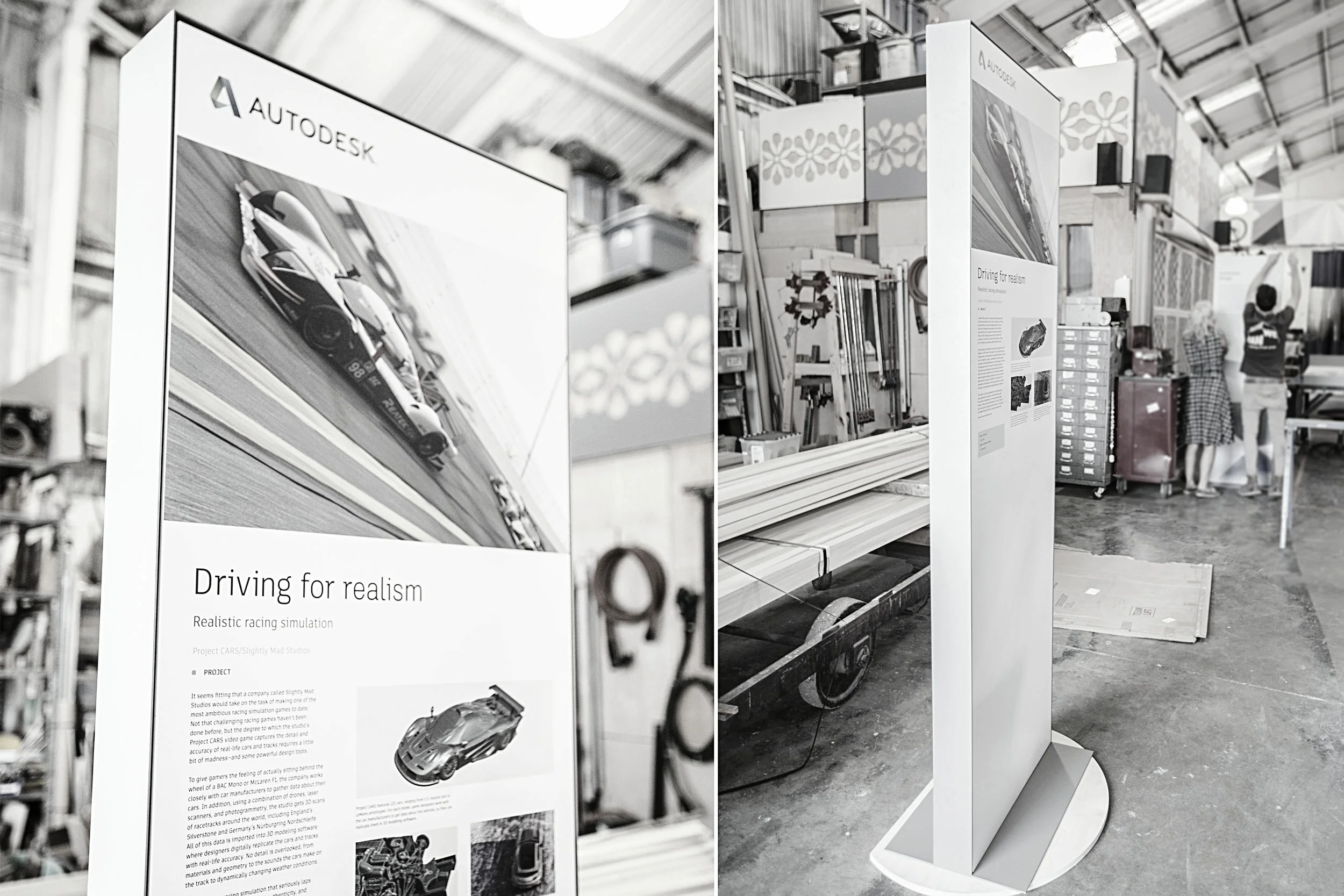 In our shop getting their final details, These signs for the Autodesk Gallery are 8ft tall powder coated steel. Minimal and clean with a sturdy, durable construction.