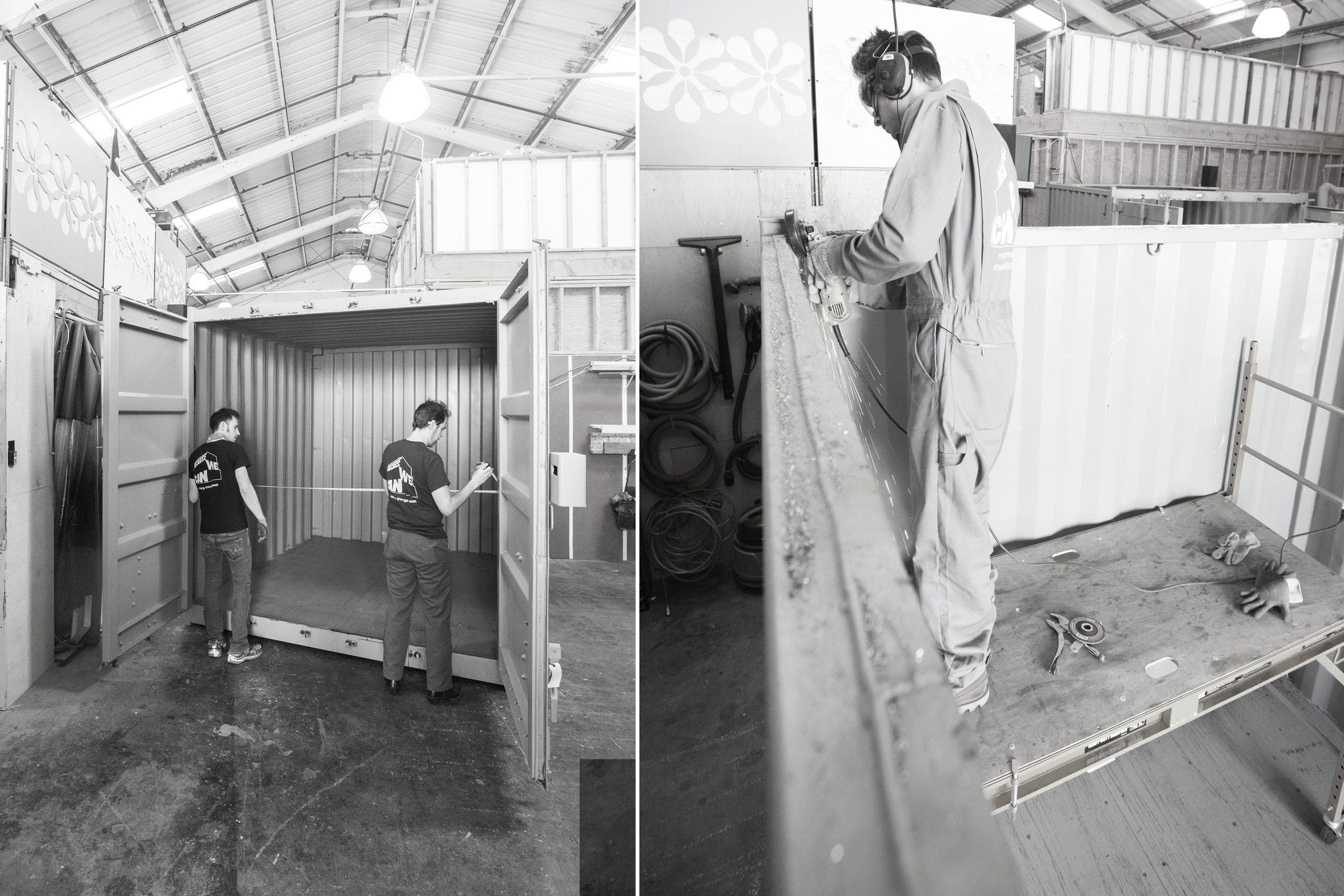  Once we received the containers at our fabrication shop, detail measurements were taken and the modifications began.&nbsp; 