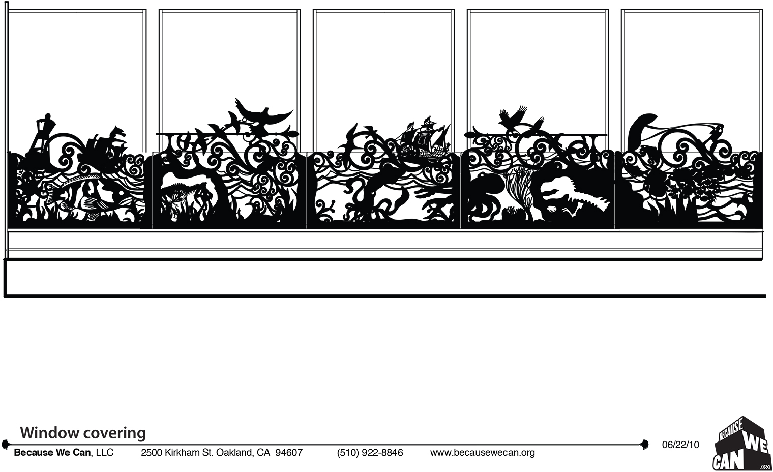 Integrating the client's loves of birds, the sea and dinosaurs into the fun, decorative screen.