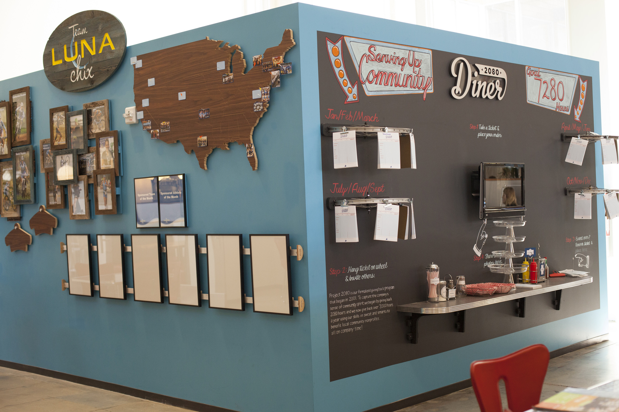  The Luna Chix wall shared a corner with  another interior promotional wall we helped create for Clif Bar.  