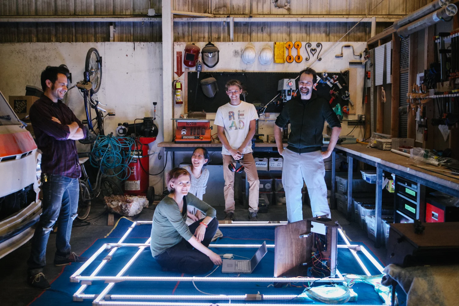The BWC team testing the lights before the site installation.