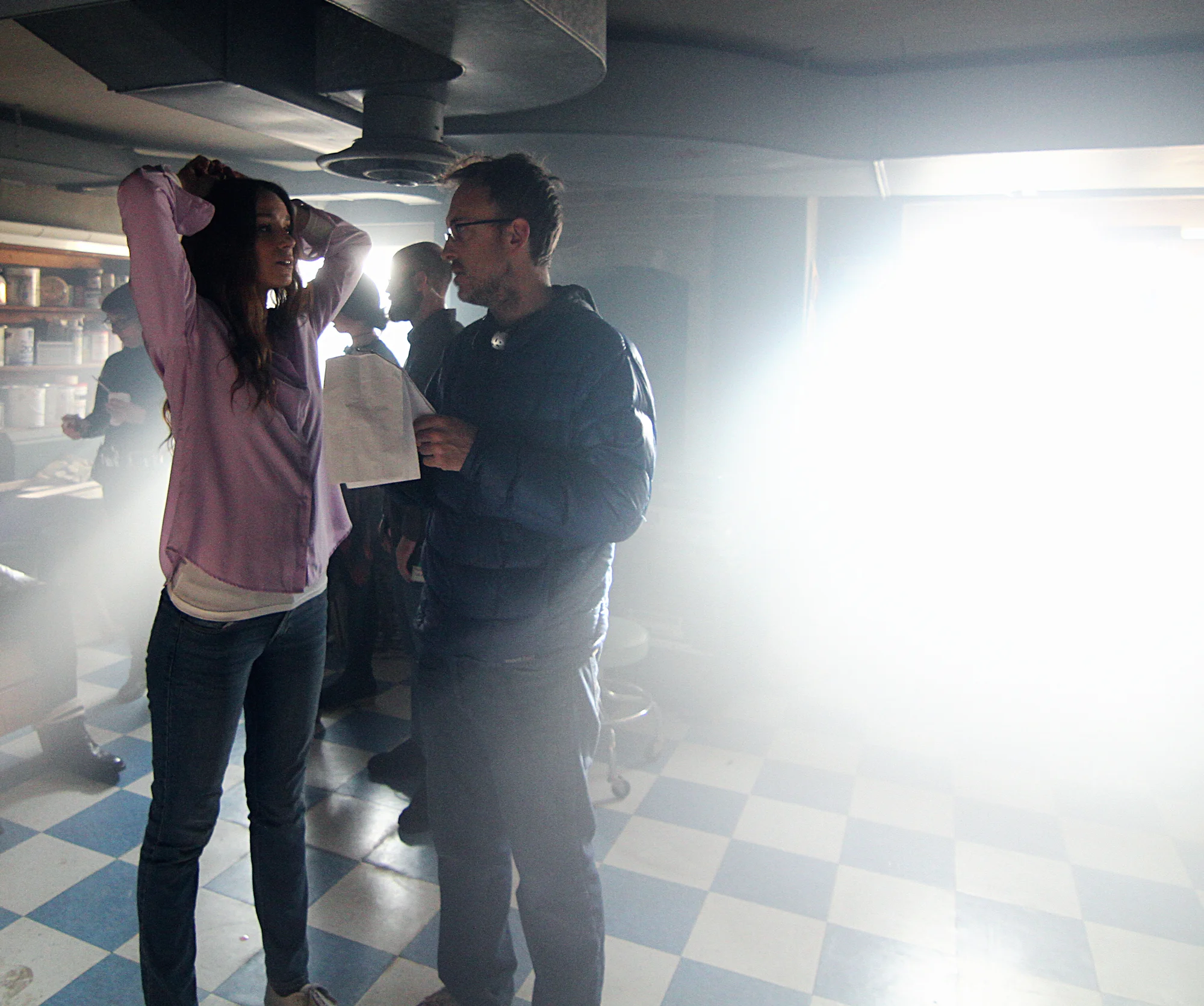 Julius Ramsay and Alex Essoe before a critical scene of home-invasion horror.