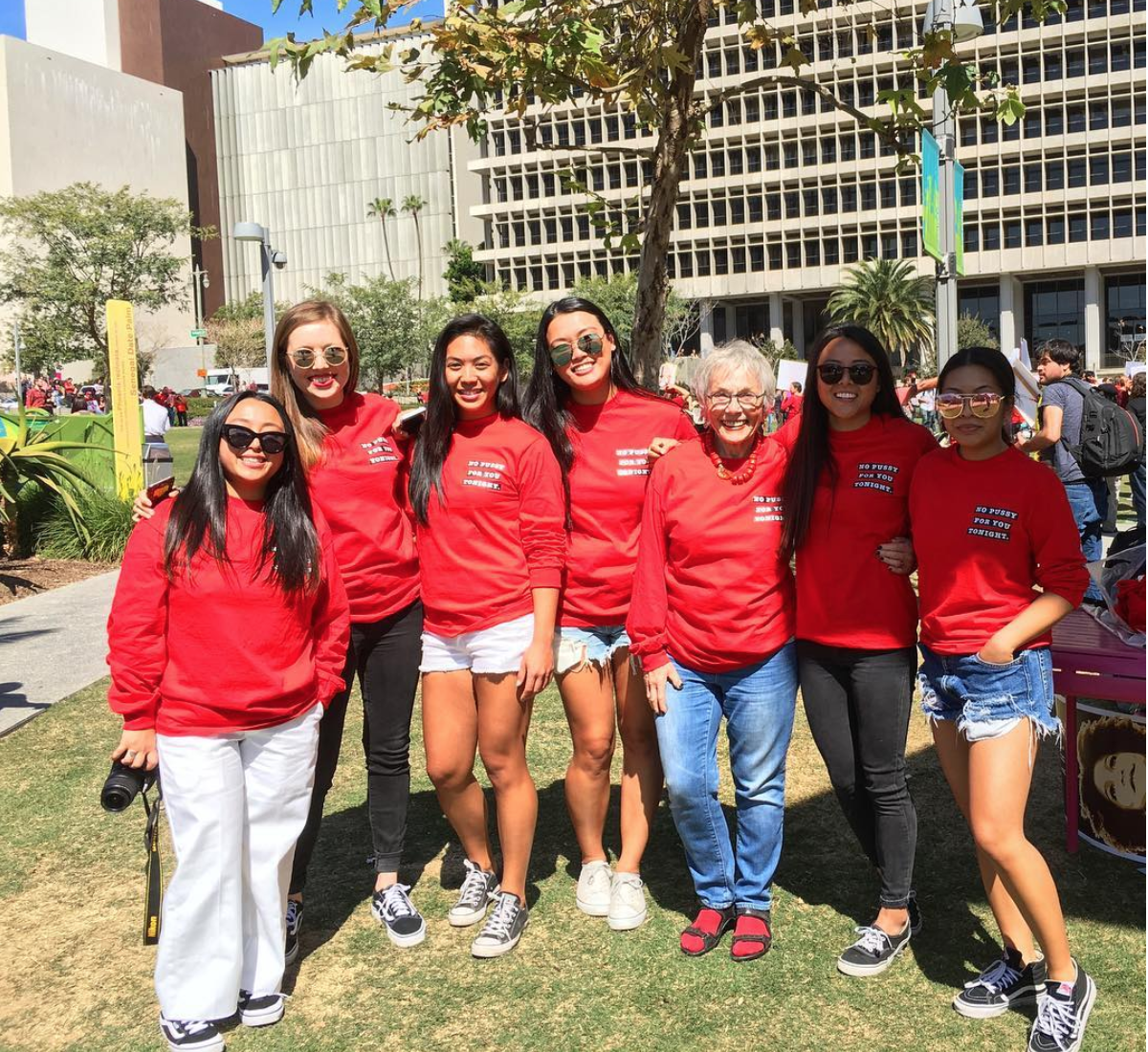 One of the most loving, hilarious, compassionate, independent, dedicated & smart women I know - my 80-year-old Bubbie (Esther) - rocking her "No Pussy For You Tonight" shirt while out protesting by herself in Los Angeles today. I am so beyond lucky to have her as a role model in my life & to also be constantly surrounded by such incredible, powerful & strong women and allies. ❤️ #InternationalWomensDay #BeBoldForChange 3.8.17