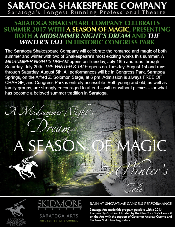 Berkshire Eagle features our 17th Season at Saratoga Shakespeare Company