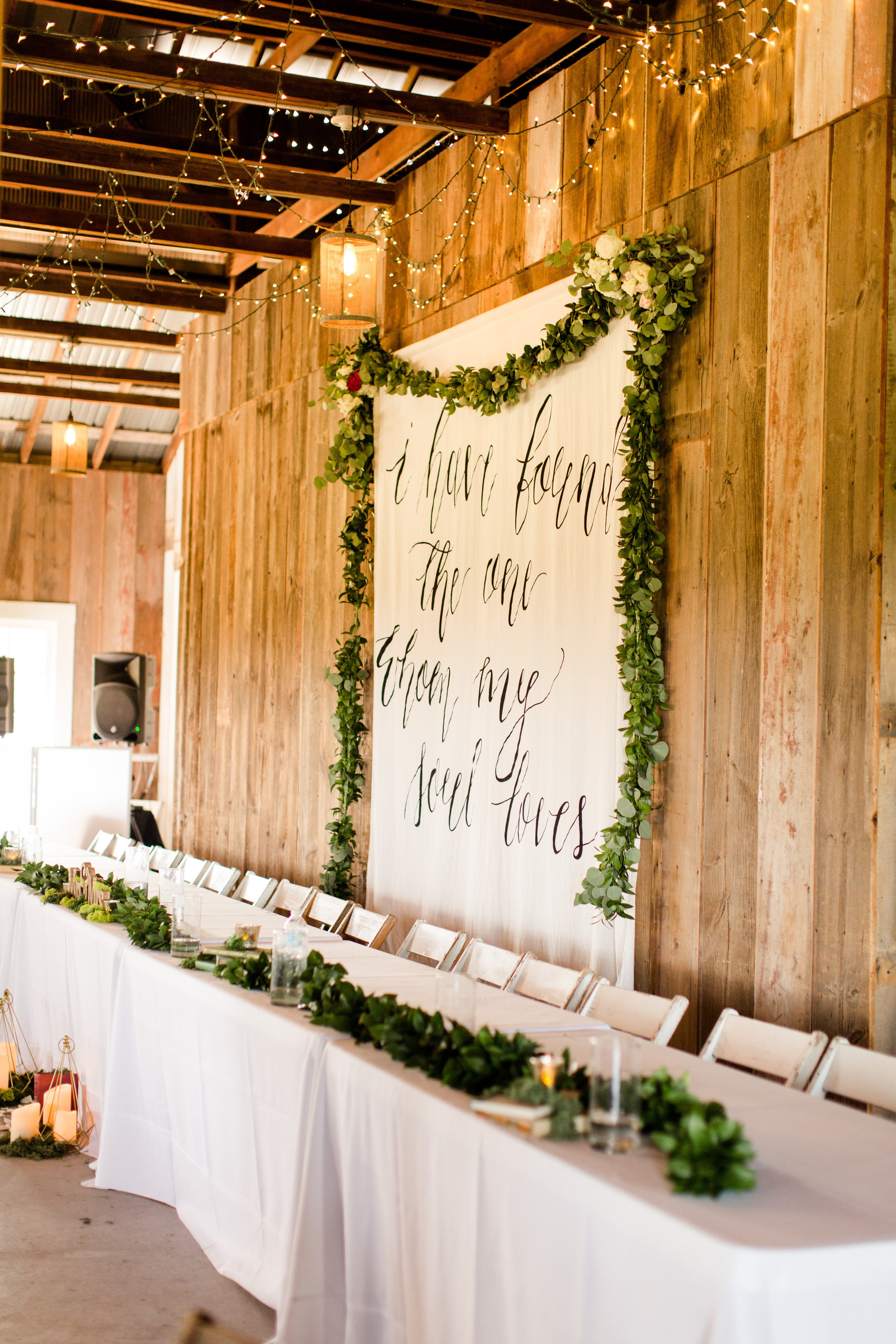 18. Custom Calligraphy Sign + Draping Garland