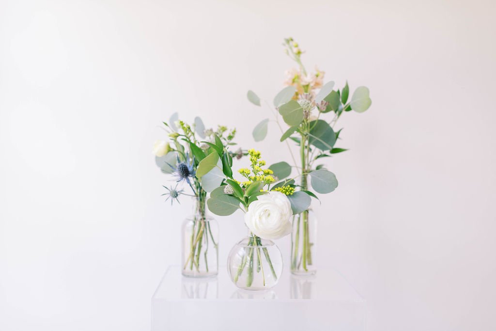Bud vases with yellow (neutrals)