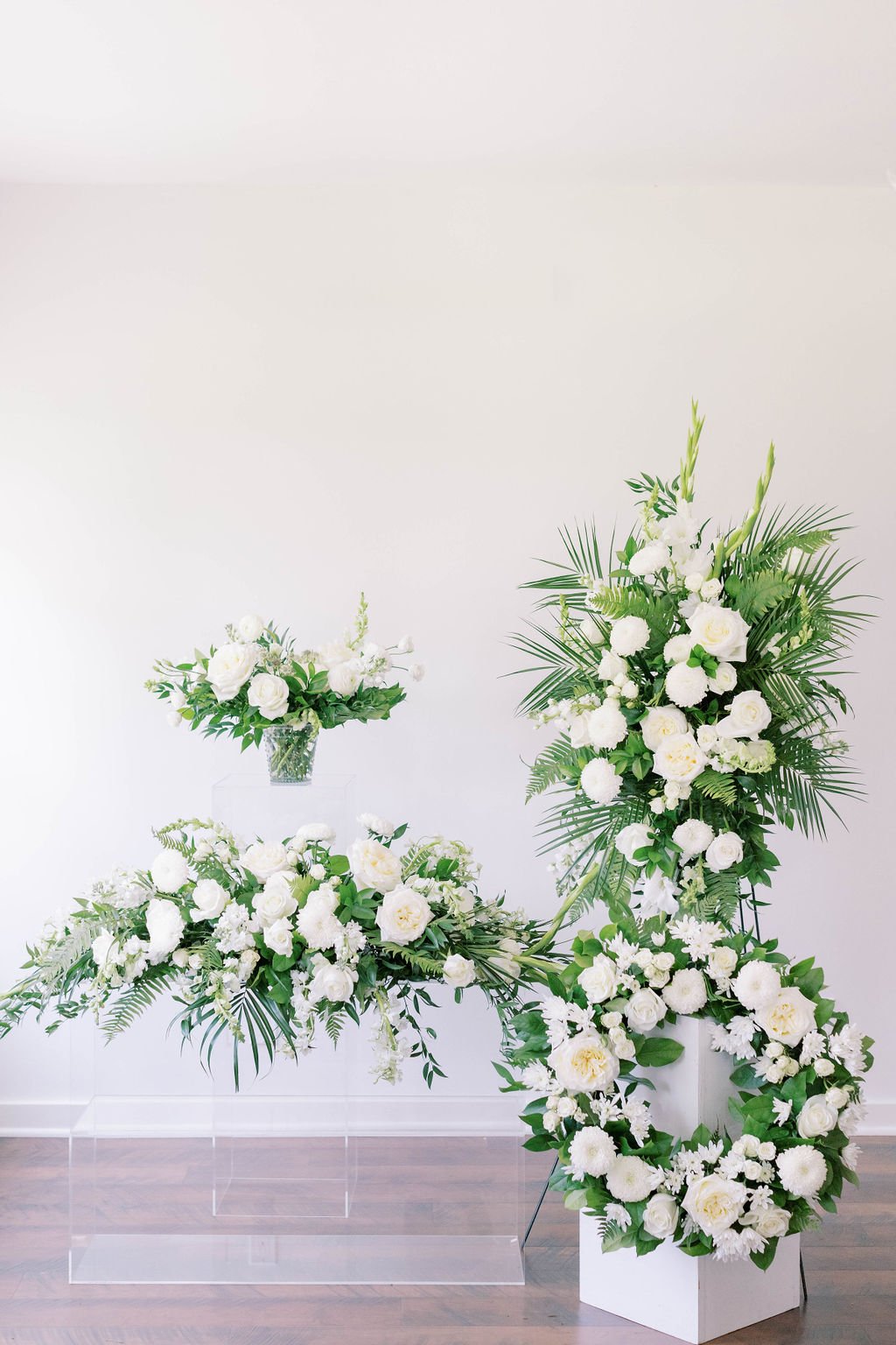 For the Service Option C: vase arrangement, standing spray, wreath, and casket spray