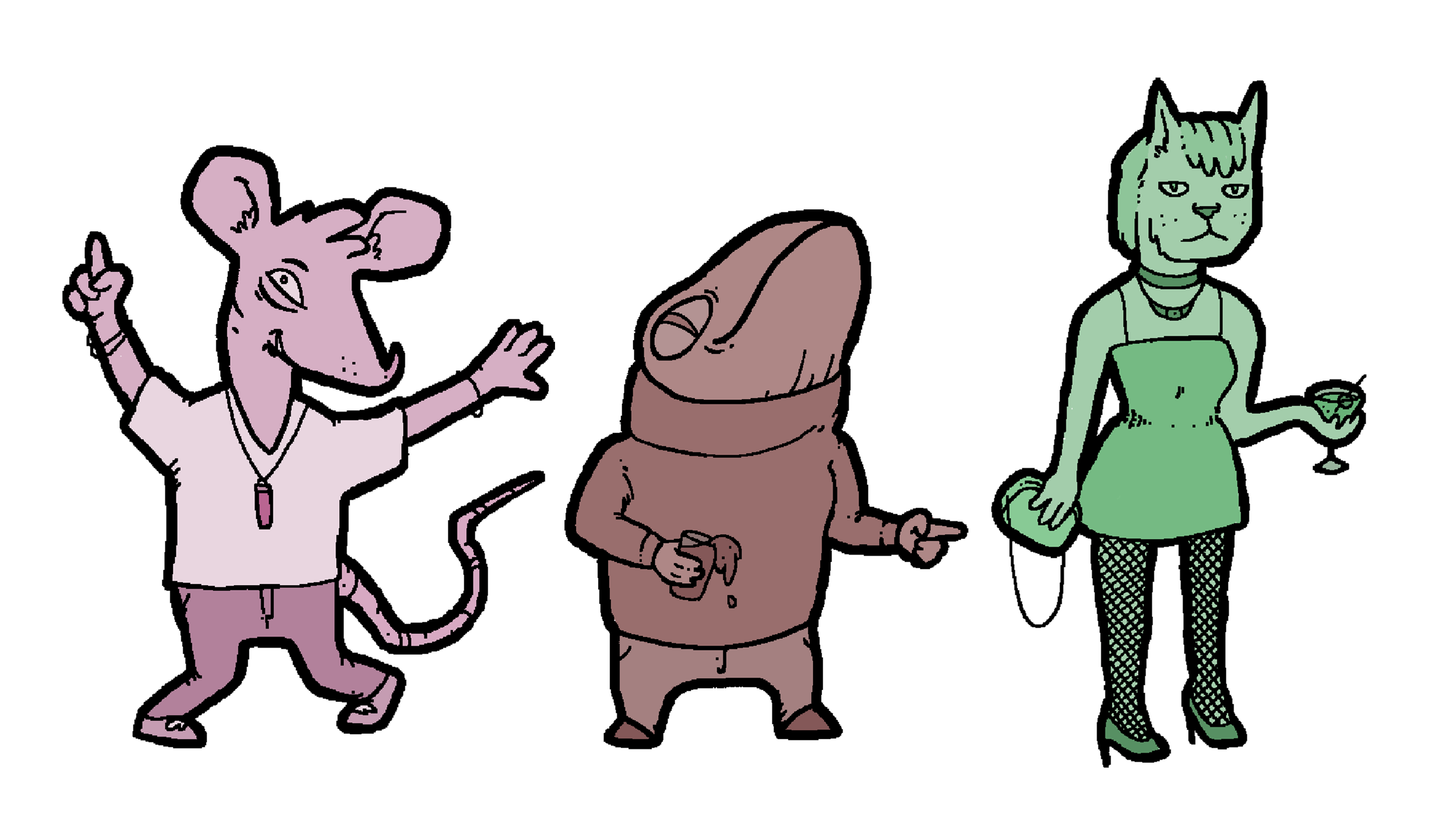 Character Designs for 'Ratbag' Game Concept