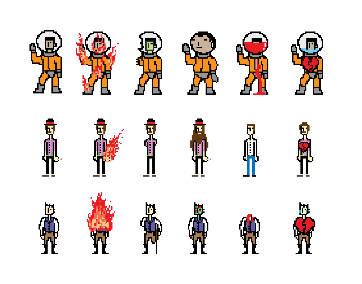 Character designs for 'Time Thing' Game Jam project