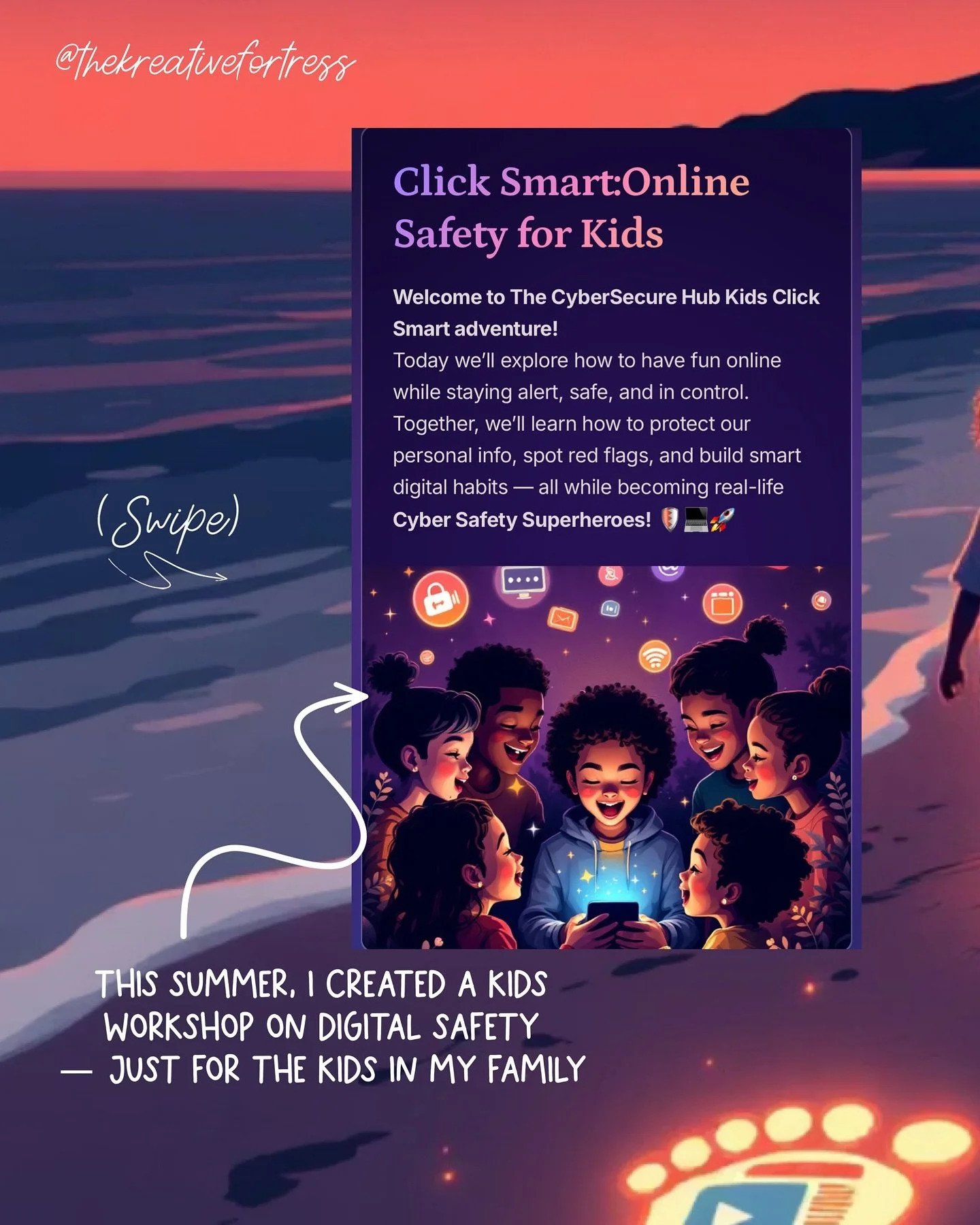 This summer, I created a digital safety workshop just for the kids in my family &mdash; ages 8&ndash;13. It&rsquo;s something I&rsquo;ve been wanting to do for a while, and I&rsquo;m so excited to finally get the kiddies together for it! 💻🛡️💡

We&