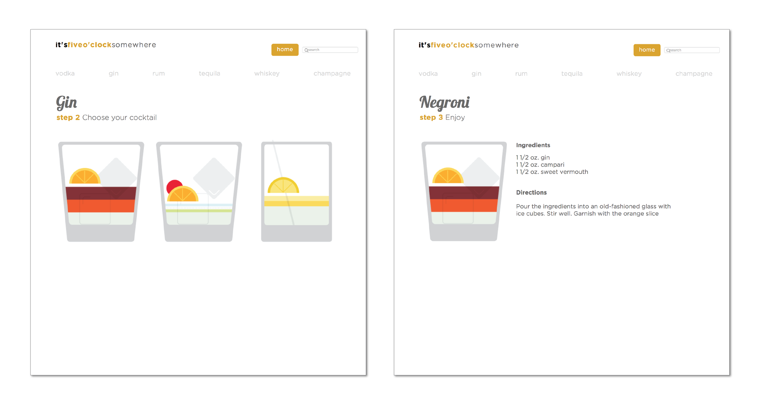   General Assembly Course  Front-End Web Development Project  For my final project in my Front-End Web Development (FEWD) class at General Assembly I created a website all about cocktails. This site began simply by using multiple HTML pages, one for 