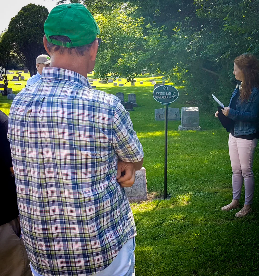 Unveiling the sign for the Ewing Family