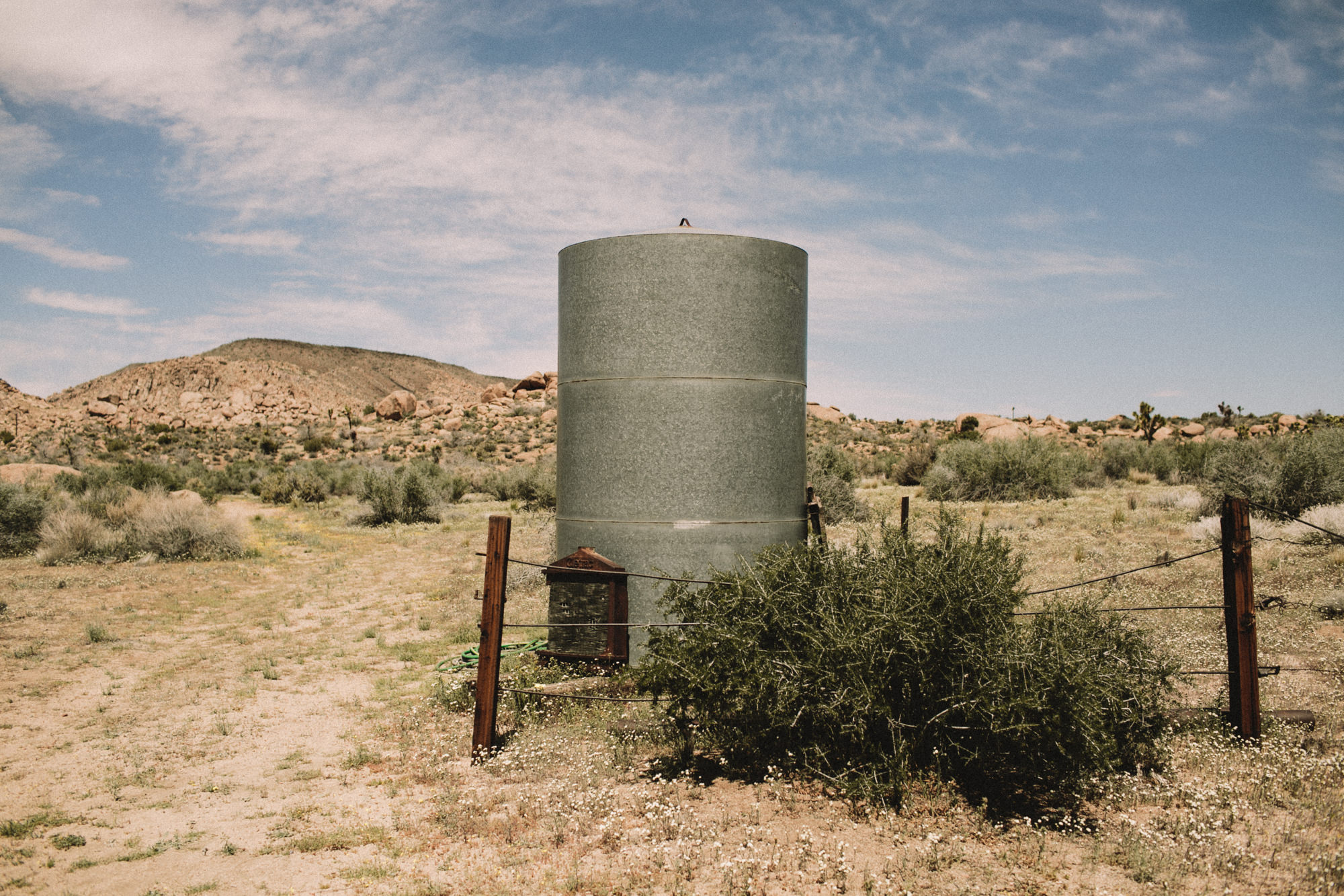 desert water tower in joshua tree