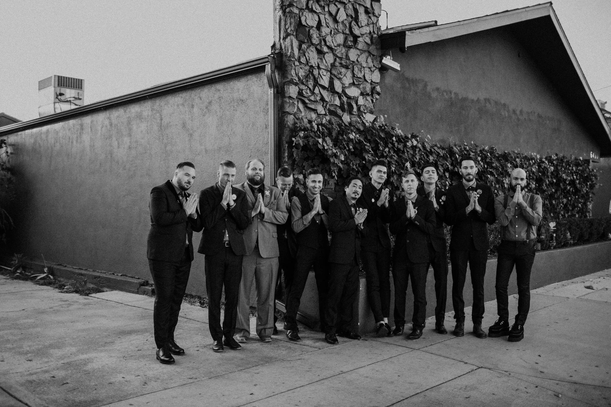 portraits of the bridal party at the fig house