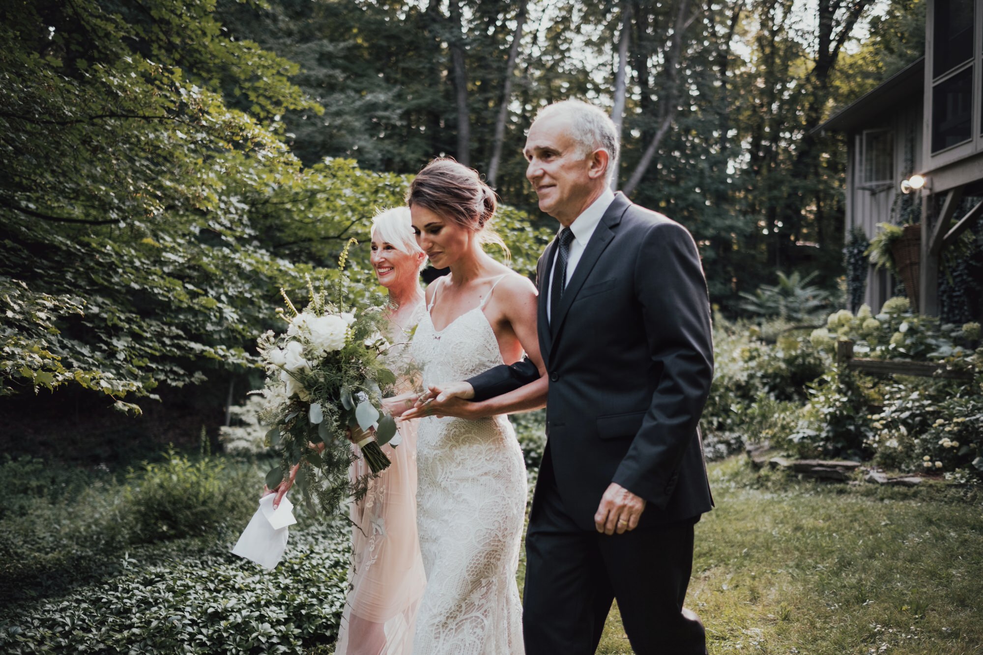 bride with her parents