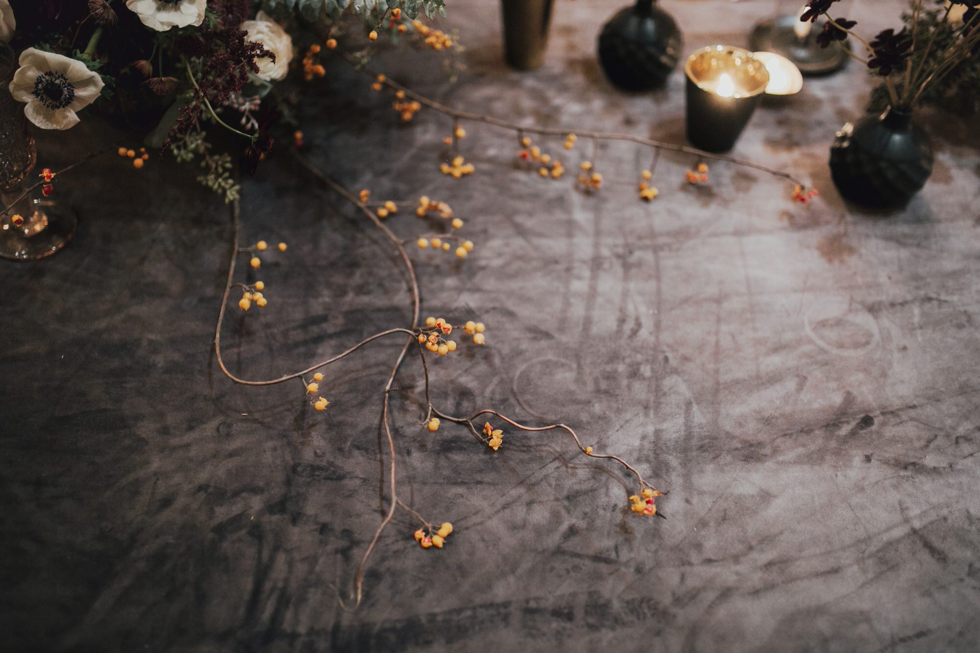 Velvet tablecloths at reception