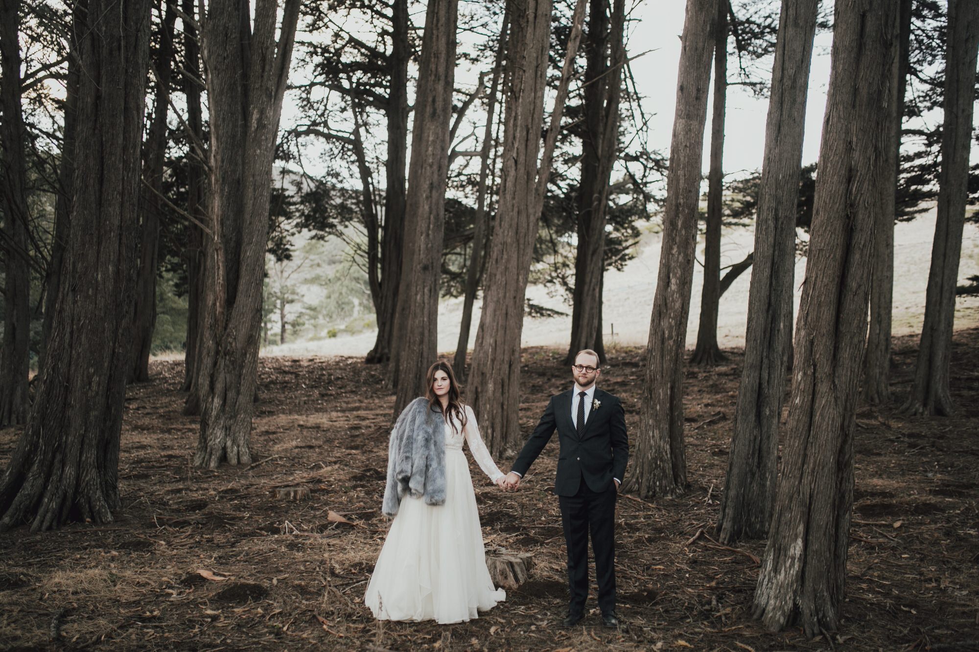 Bride with cool fur coat