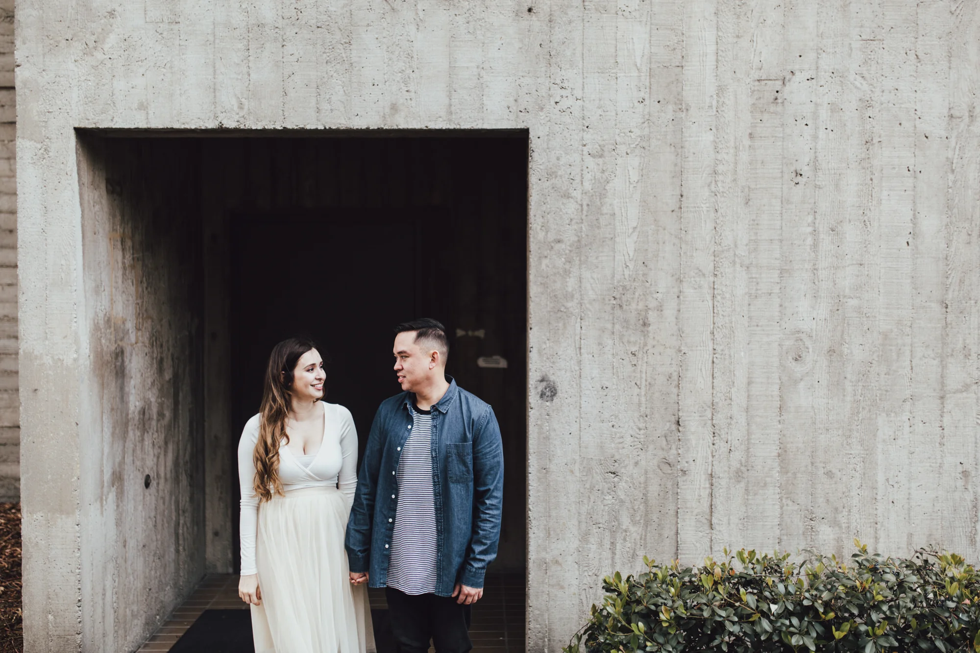 engagement photo with cool architecture