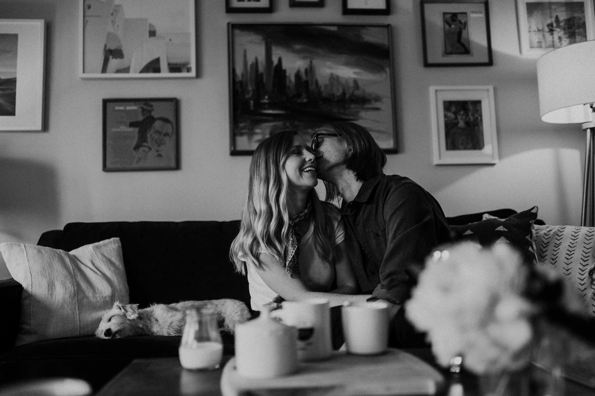 in home engagement session in santa monica