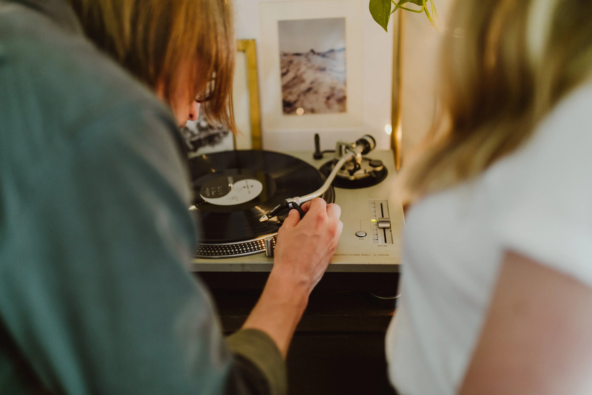 playing records during an engagement shoot