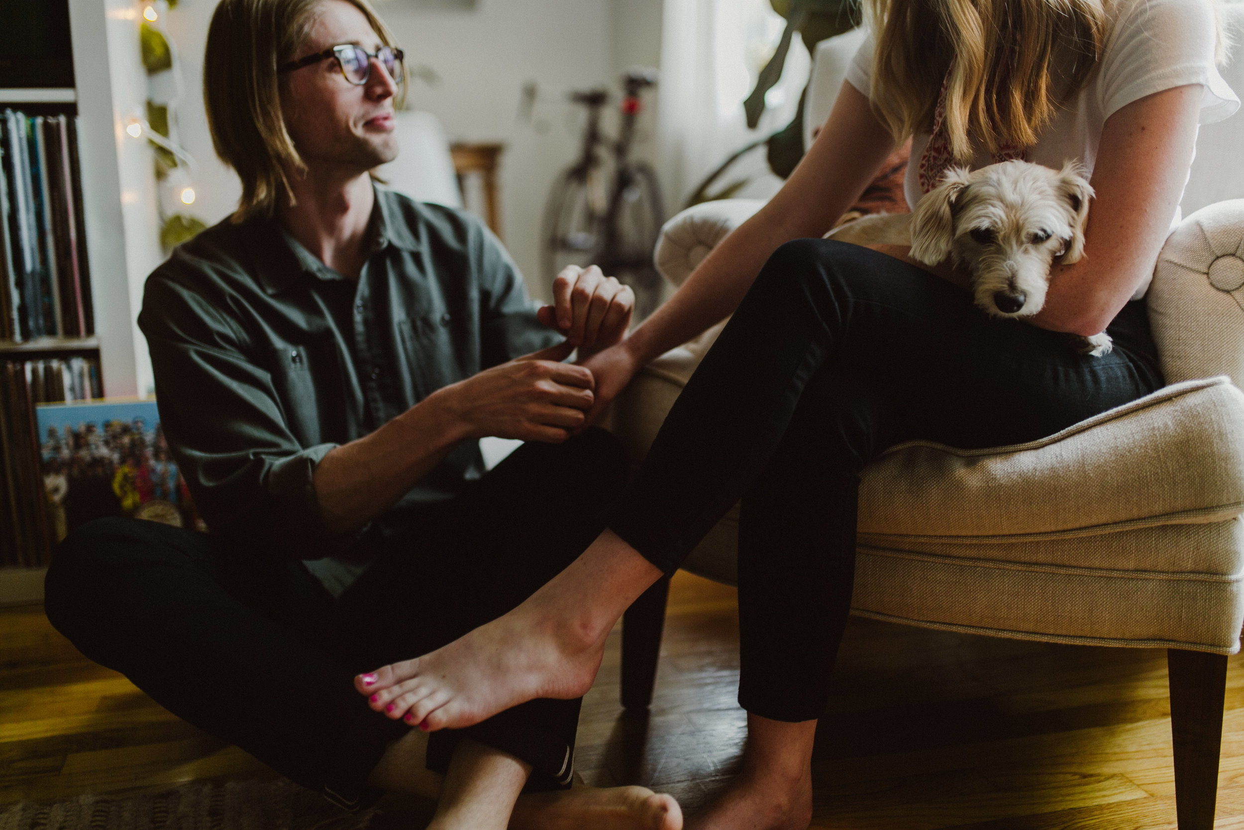 engagement photos indoors at sunset