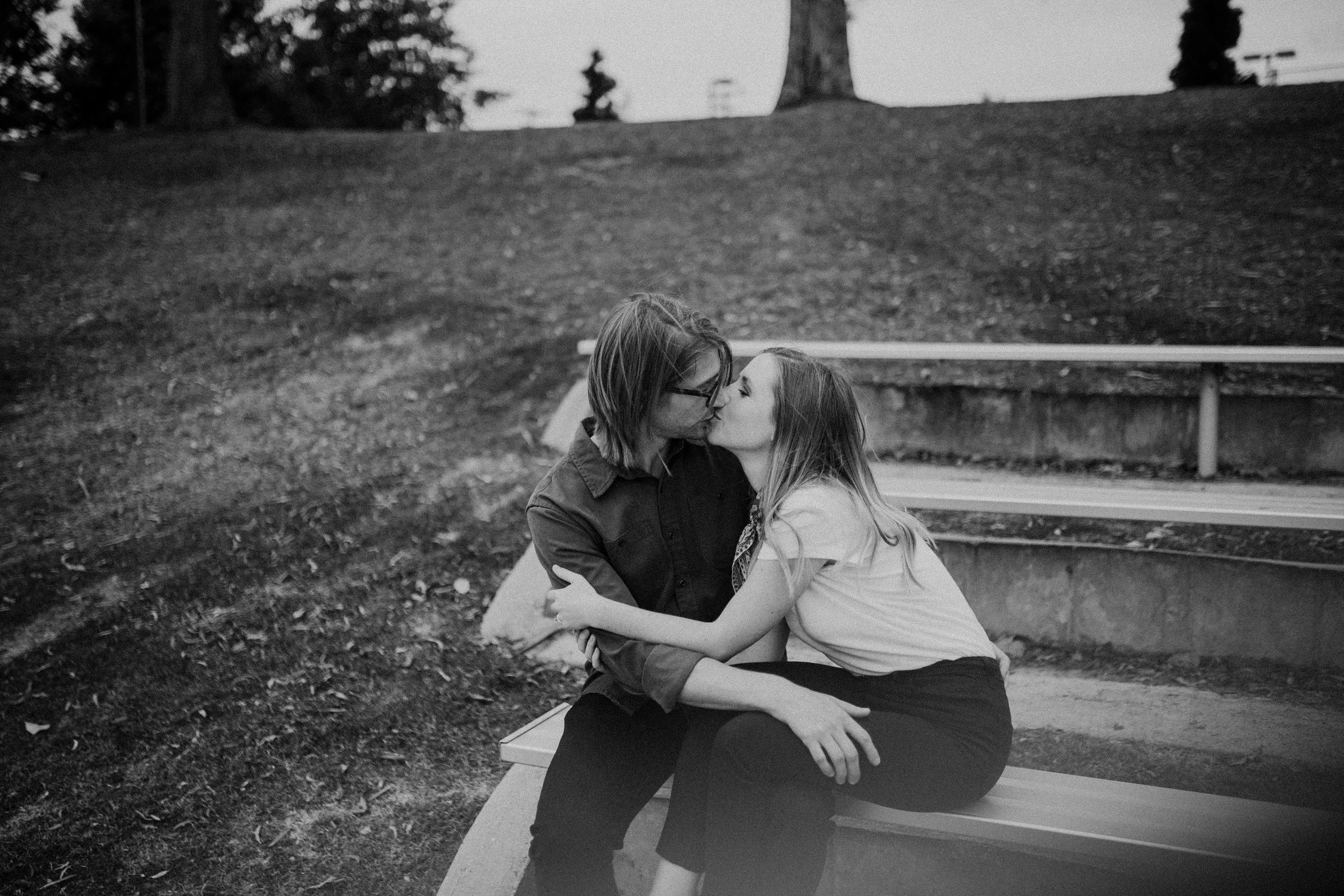 engagement photos at a park in santa monica
