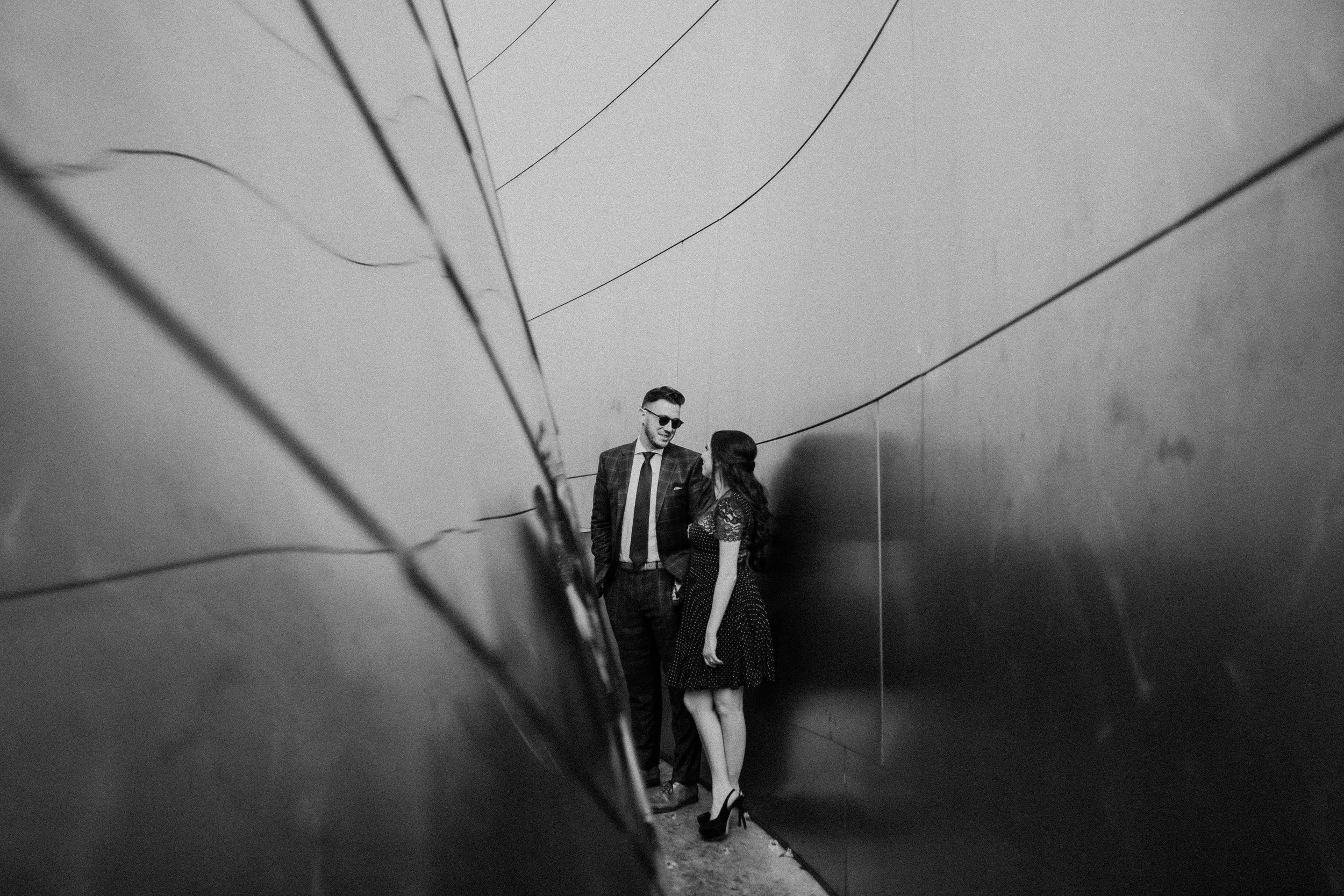 black and white engagement photography