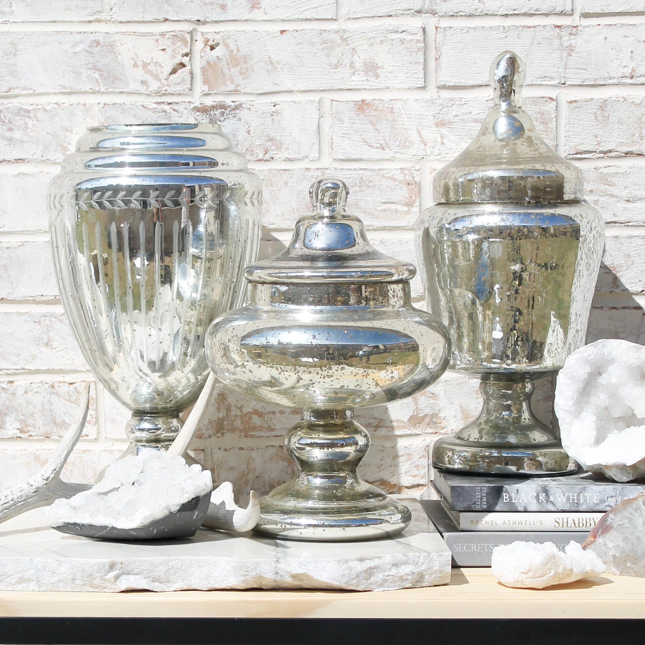 Mercury Glass Urns