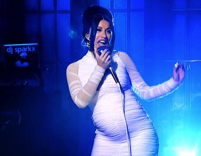 Cardi B shows off baby bump during 'Saturday Night Live' performance