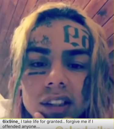 6ix9ine apologizes for beefing w other rappers after hearing news of xxxtentacion getting murdered.