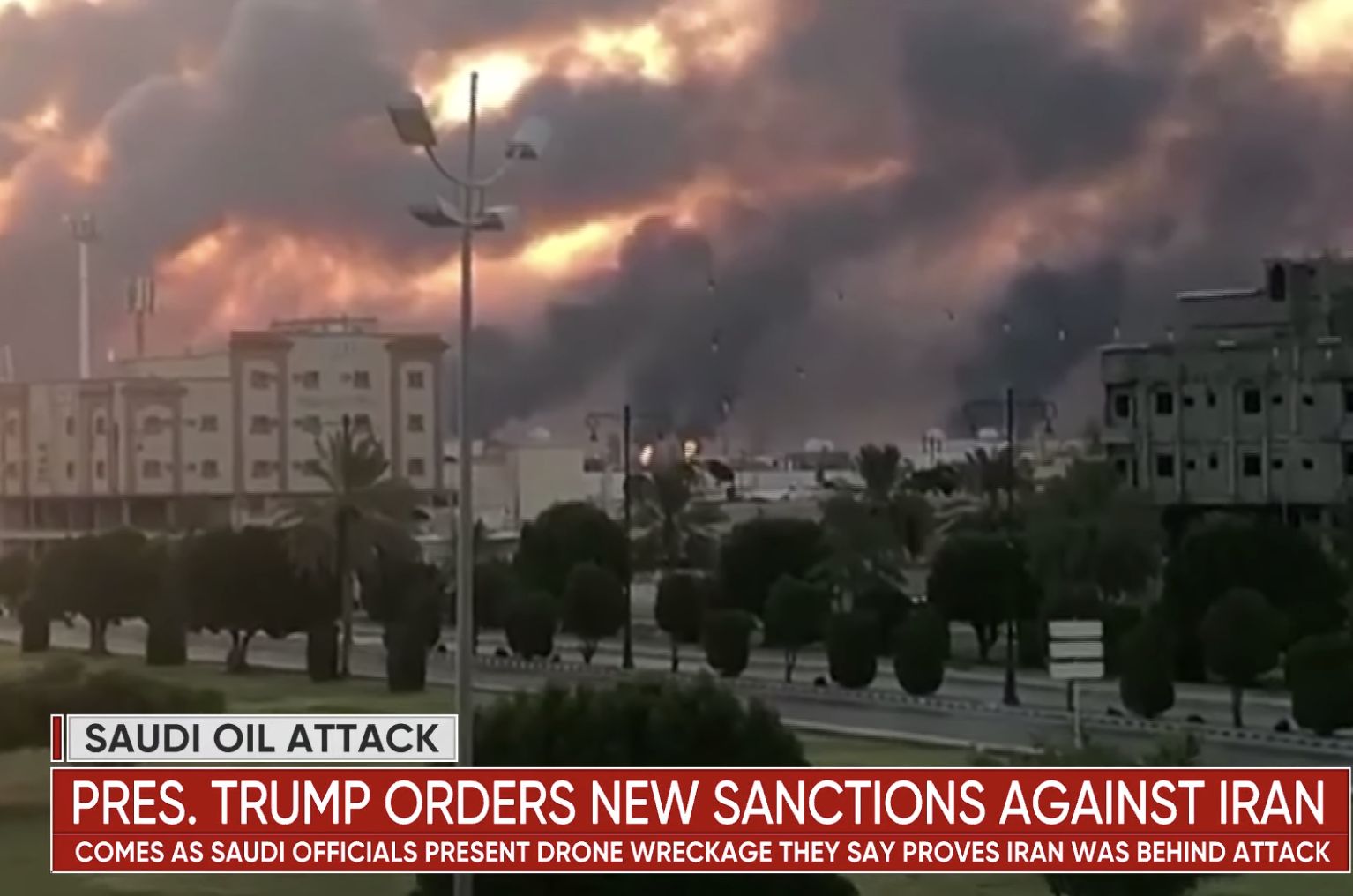 Trump orders new sanctions against Iran as Saudi officials present drone wreckage