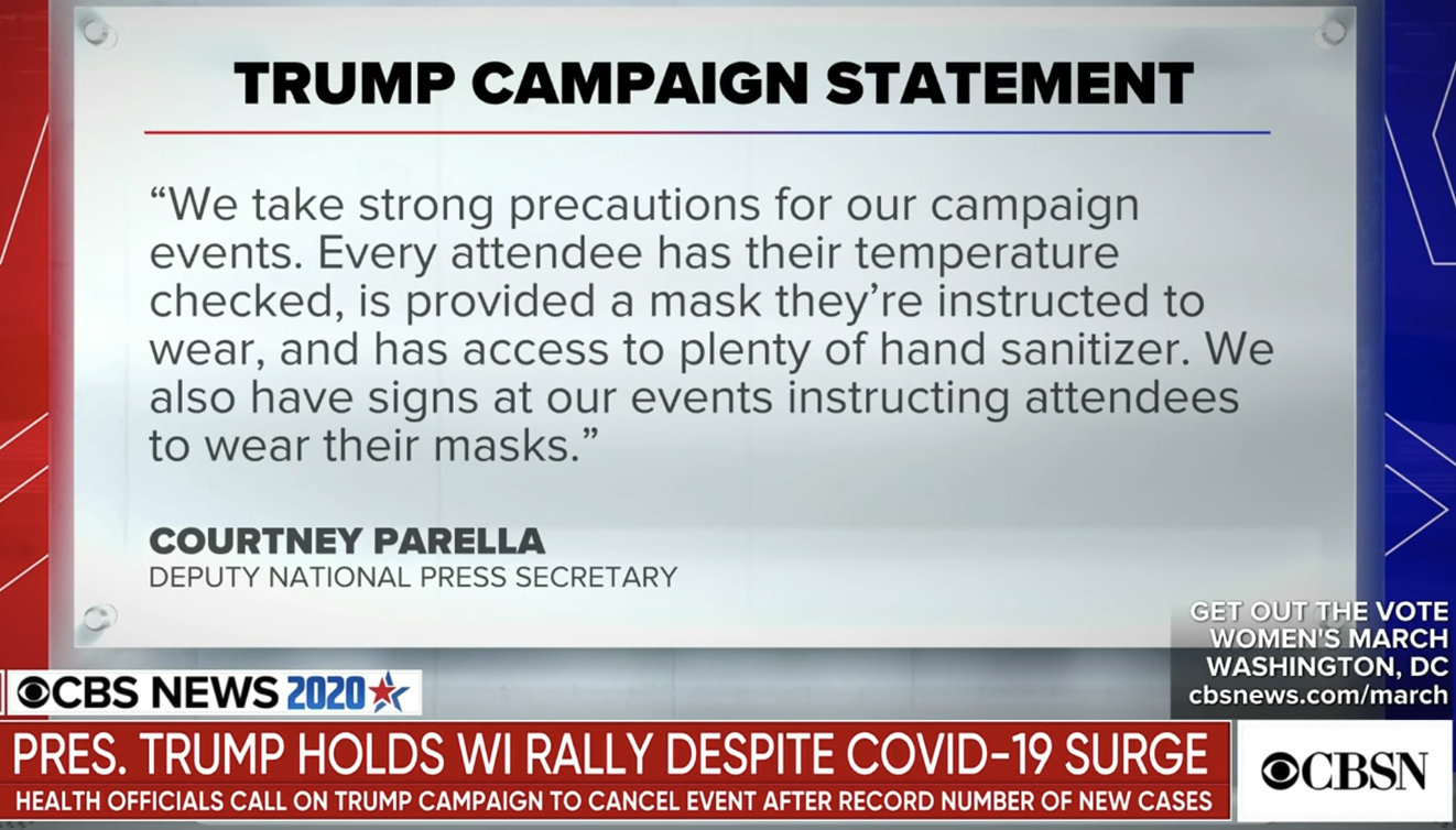 Trump holds rallies despite warnings from health officials of coronavirus surge