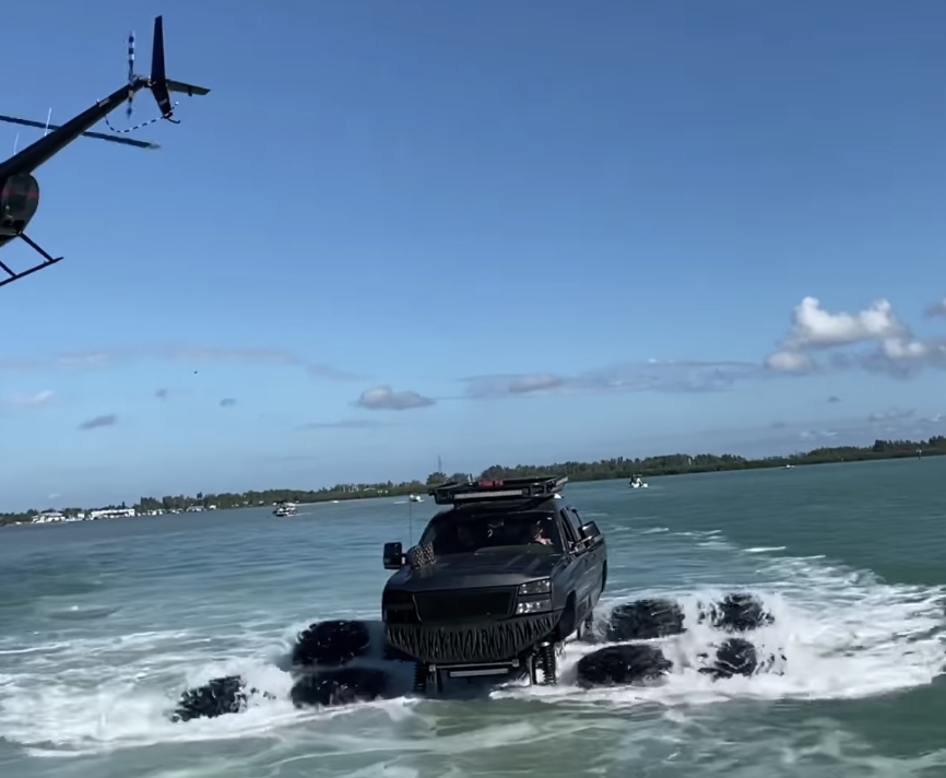 Monster Truck Drives in The Ocean!