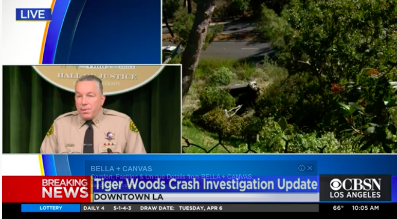 Tiger Woods was speeding before rollover crash, LA County investigators say