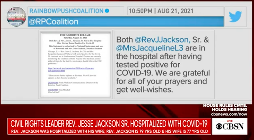 Rev. Jesse Jackson and wife hospitalized with COVID-19 breakthrough infections (News Clip)