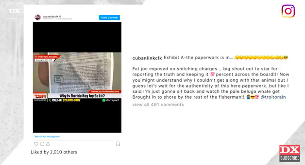 Fat Joe Accused Of Snitching By Ex Terror Squad Rapper Cuban Link (Vlog)