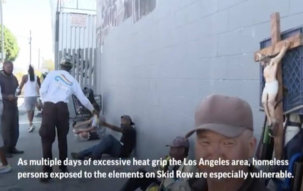 LA’s homeless struggle to stay cool in heatwave