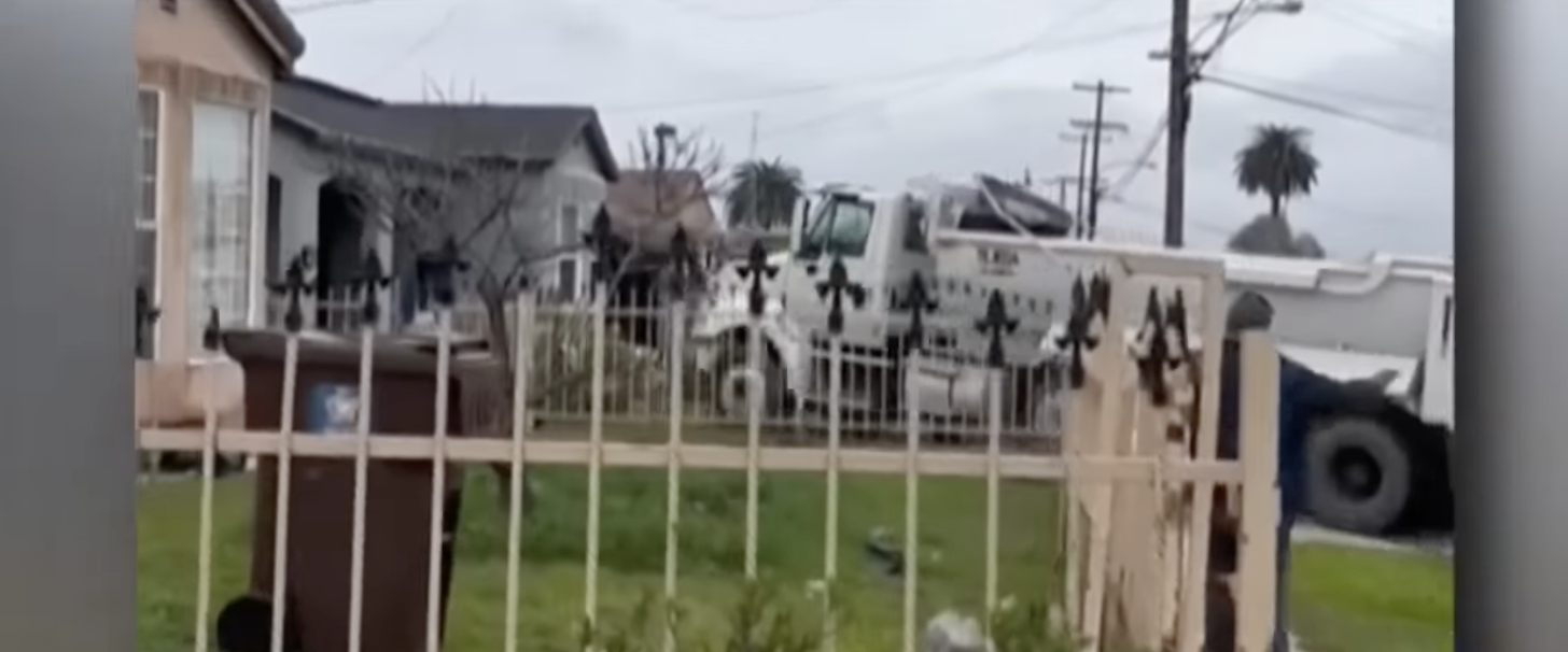 Enraged South LA man rams his own home with a dump truck