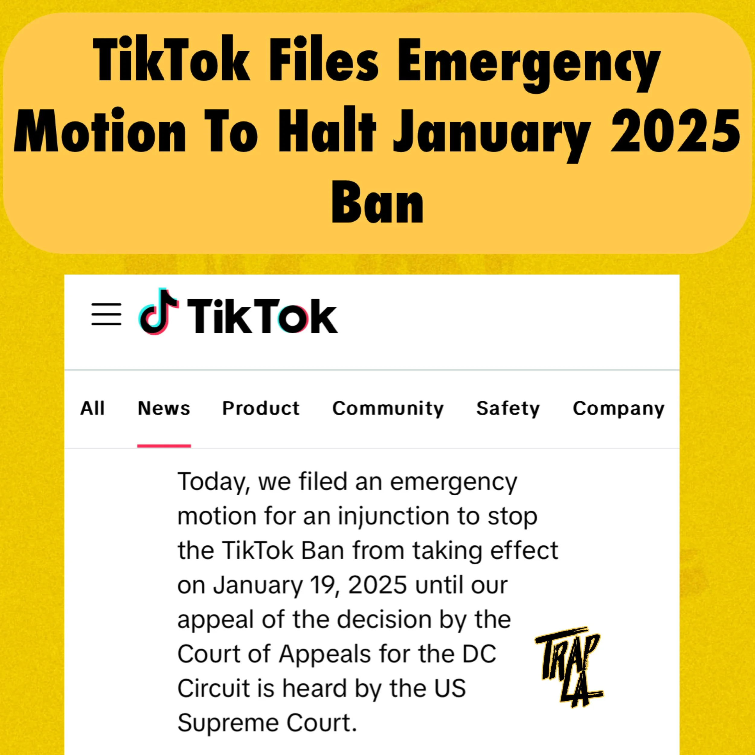 TikTok Files Emergency Injunction to Halt Impending Ban