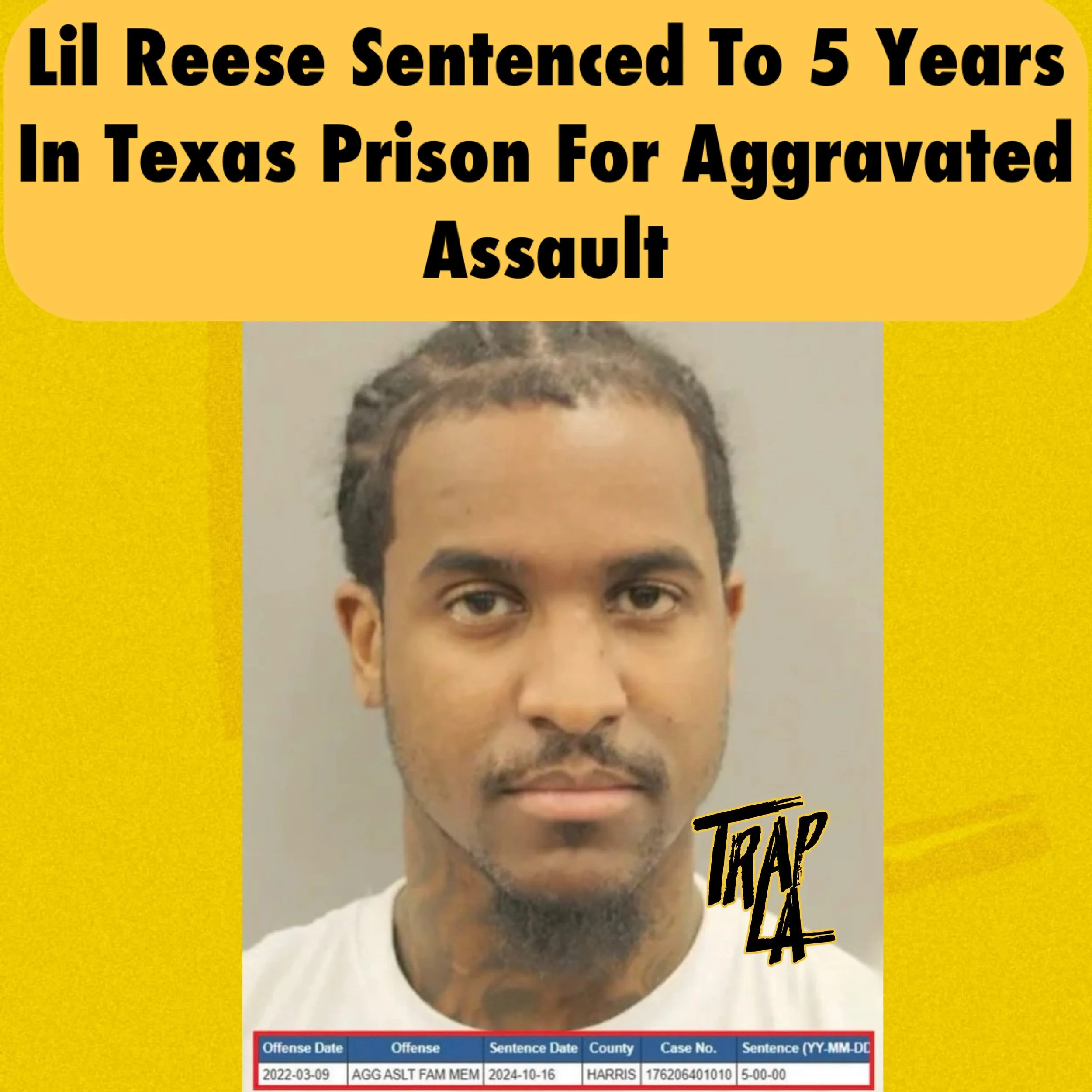 Lil Reese Sentenced to 5 Years in Prison for Aggravated Assault